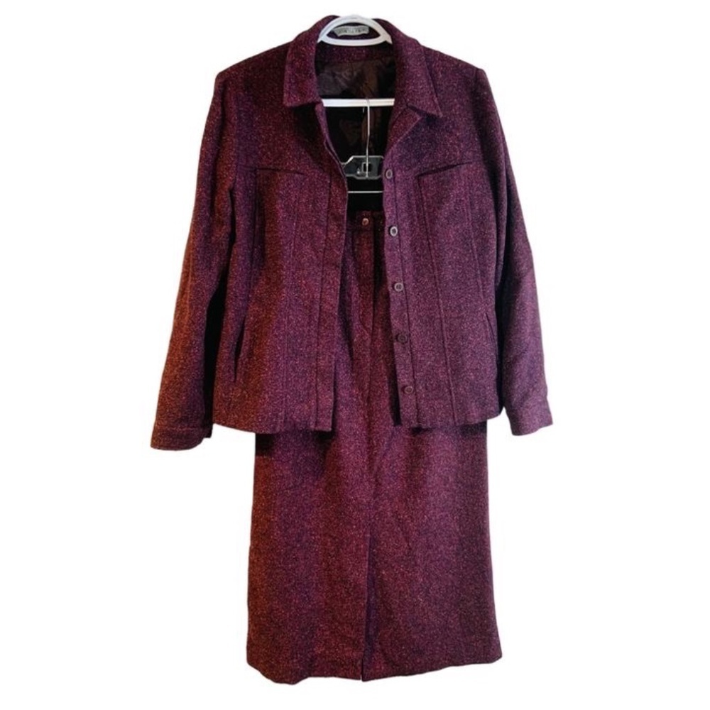 🍇Kit of 2: Medium Purple Wool Polyester Skirt+Jacket Caroll Like Brand New🍇